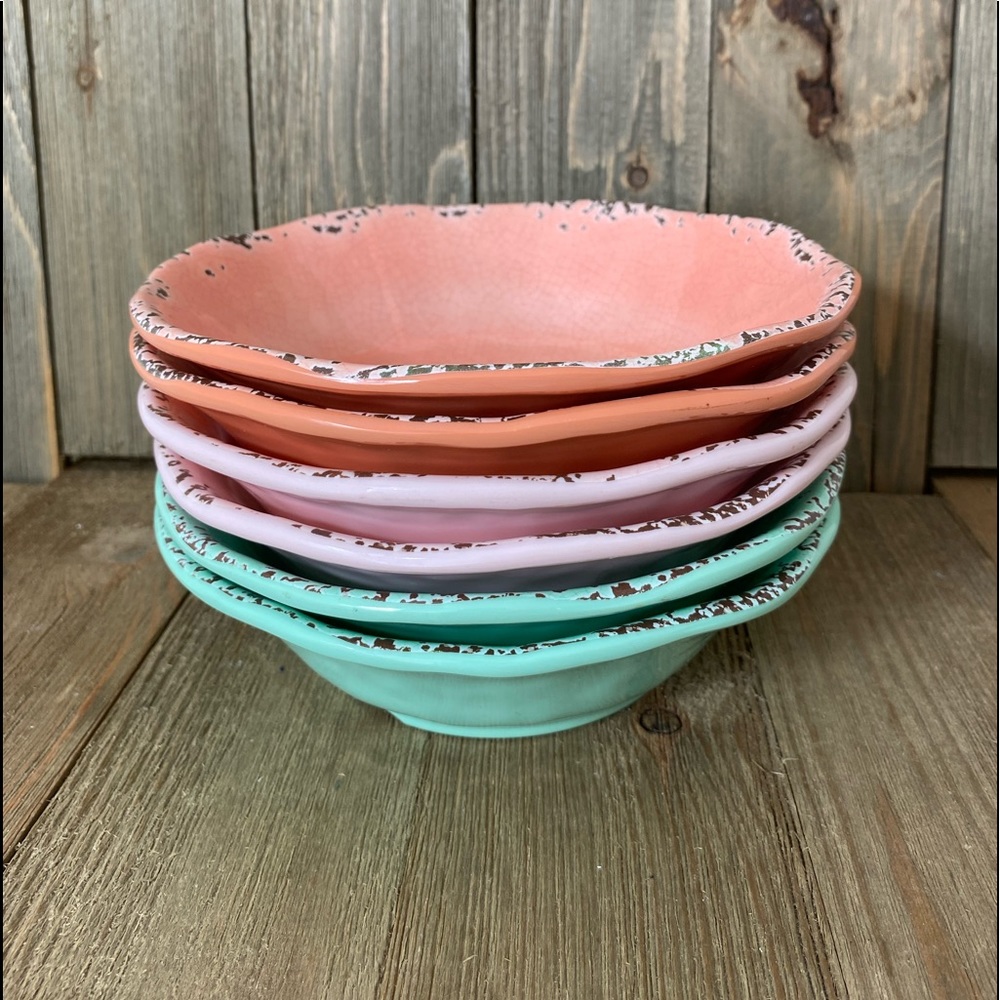 6 Tommy Bahama Melamine Crackle Bowls